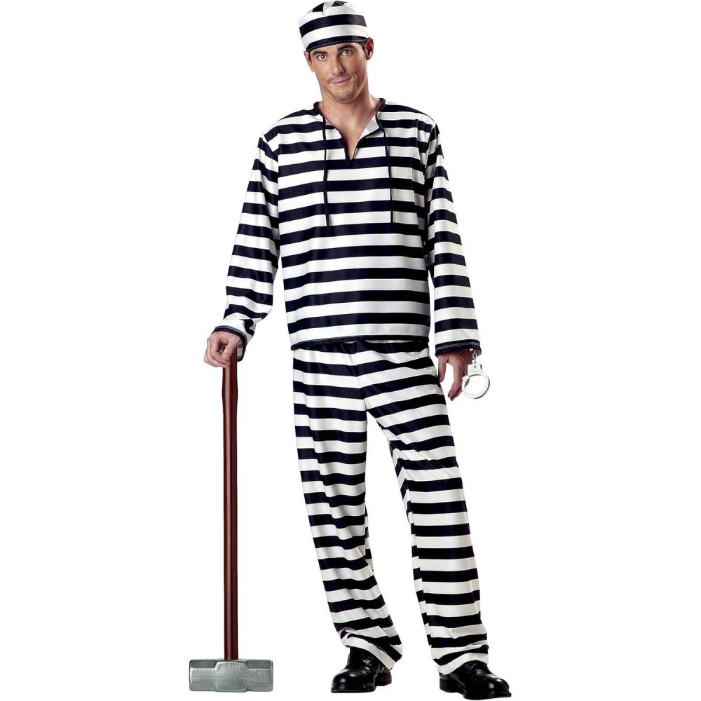 imageCalifornia Costumes Mens Jailbird CostumeWhiteBlack