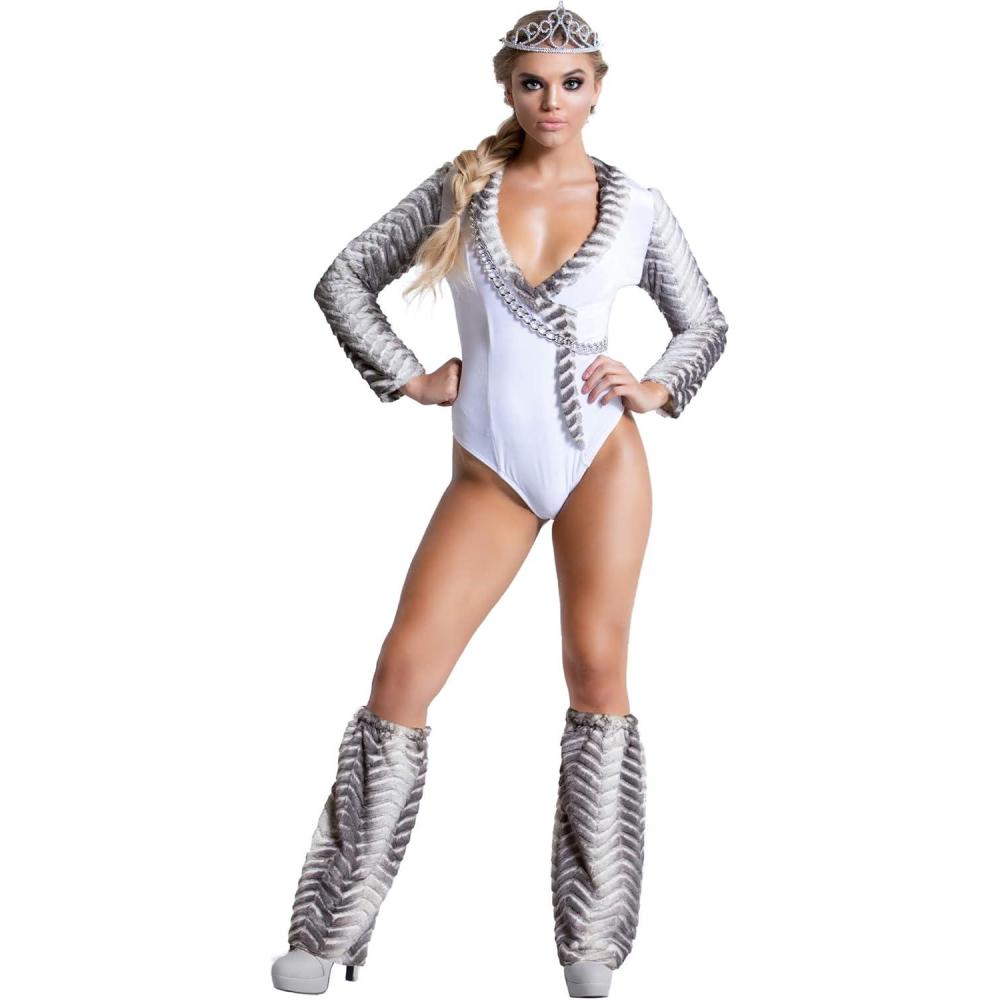 imageYandy Exclusive Sexy Winterfell V Neck Mother of Dragons White Bodysuit Cosplay CostumeWhite