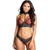 imageYandy Animal Print Bra Set Featuring Lace Underbust Band a Choker ampamp Cheeky Panty Women Lingerie