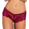 imageYandy Lace Boyshort Panty Featuring a High Waist Floral Sheer and a Cheeky Cut BackWine