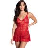 imageYandy Premium Two Piece Babydoll Set with Sheer Lace Cups Adjustable Straps Ruffled Hemline and G String ThongRed