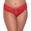 imageYandy Sexy Plus Size High Waist Cheeky with Lac Front Keyhole Open Crotch Women UnderwearRed