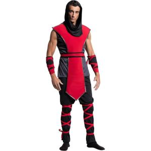 Yandy Men’s Sleeveless Top Muscle Lethal Ninja Assassin Halloween Cosplay Costume(Black/Red)