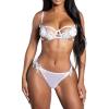 imageYandy Appliques Abloom Bra Set Open Underwire Cups Floral Details and Matching Thong CutWhite