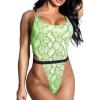imageYandy Sexy One Piece Swimsuit Featuring Snake Print High Cut Sides ampamp Thong Cut Back
