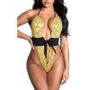 imageYandy Yellow Snake Print Swimsuit One Piece with High Cut Sides Low Plunging Thong Cut