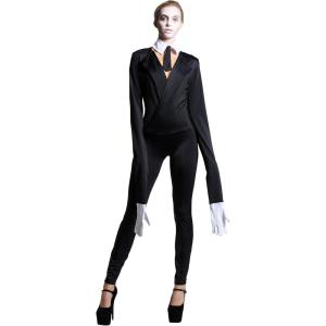Yandy Faceless Extra Long Sleeves Halloween Creepy Slim Mime Cosplay Costume(Black)