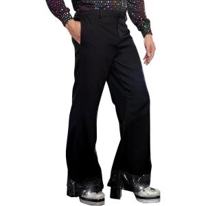 Dreamgirl Adult 70s Disco Black Pants Costume, Adult Bell Bottoms Disco Pants, Halloween Costume(Black)