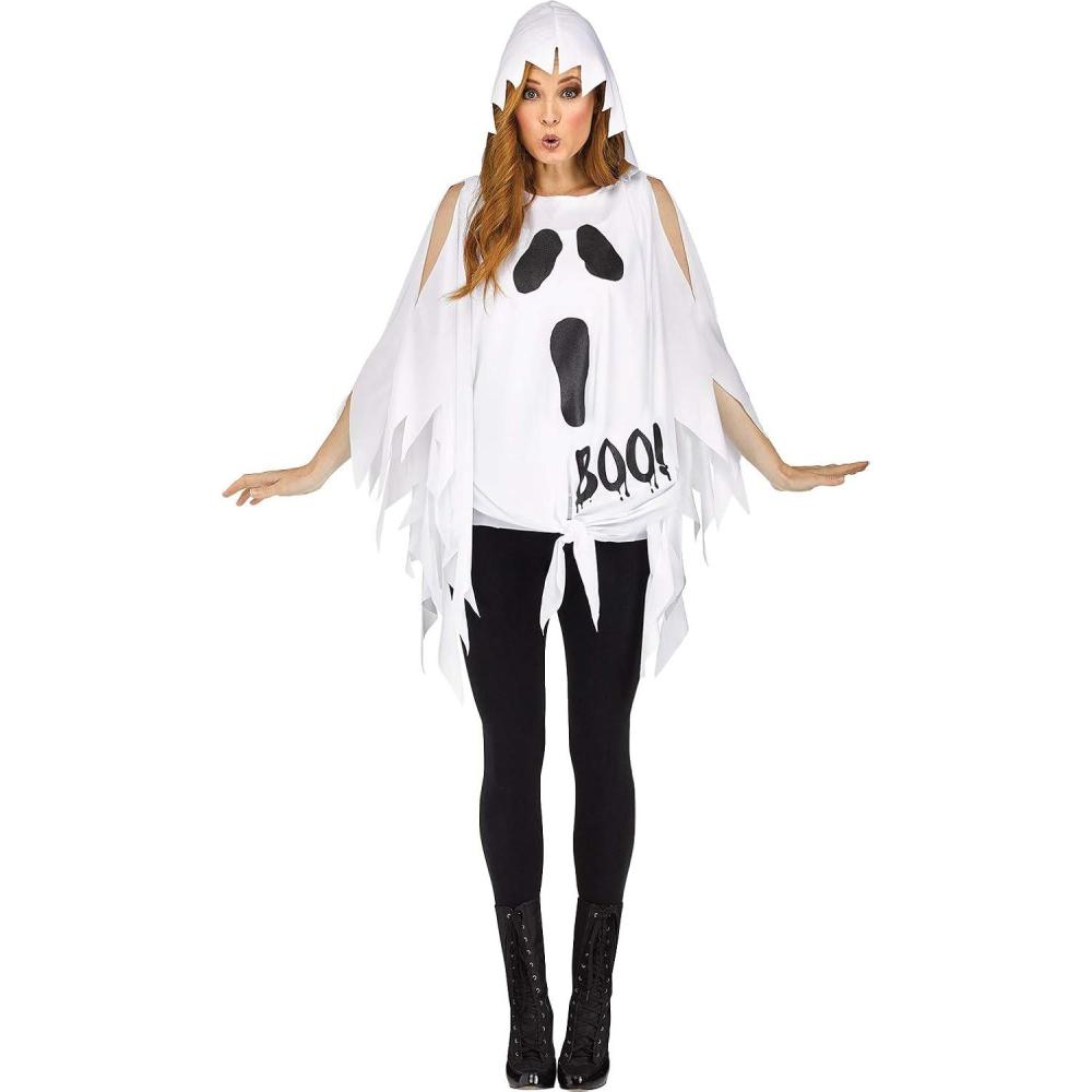 imageFun World Womens Glitter Ghost Poncho Costume