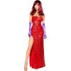 imageRabbit Lover Sexy Halloween Costumes for Women Adult Roma 2 Pc Long Red Sequin Dress with Slit Mrs Rabbit Cosplay OutfitRed