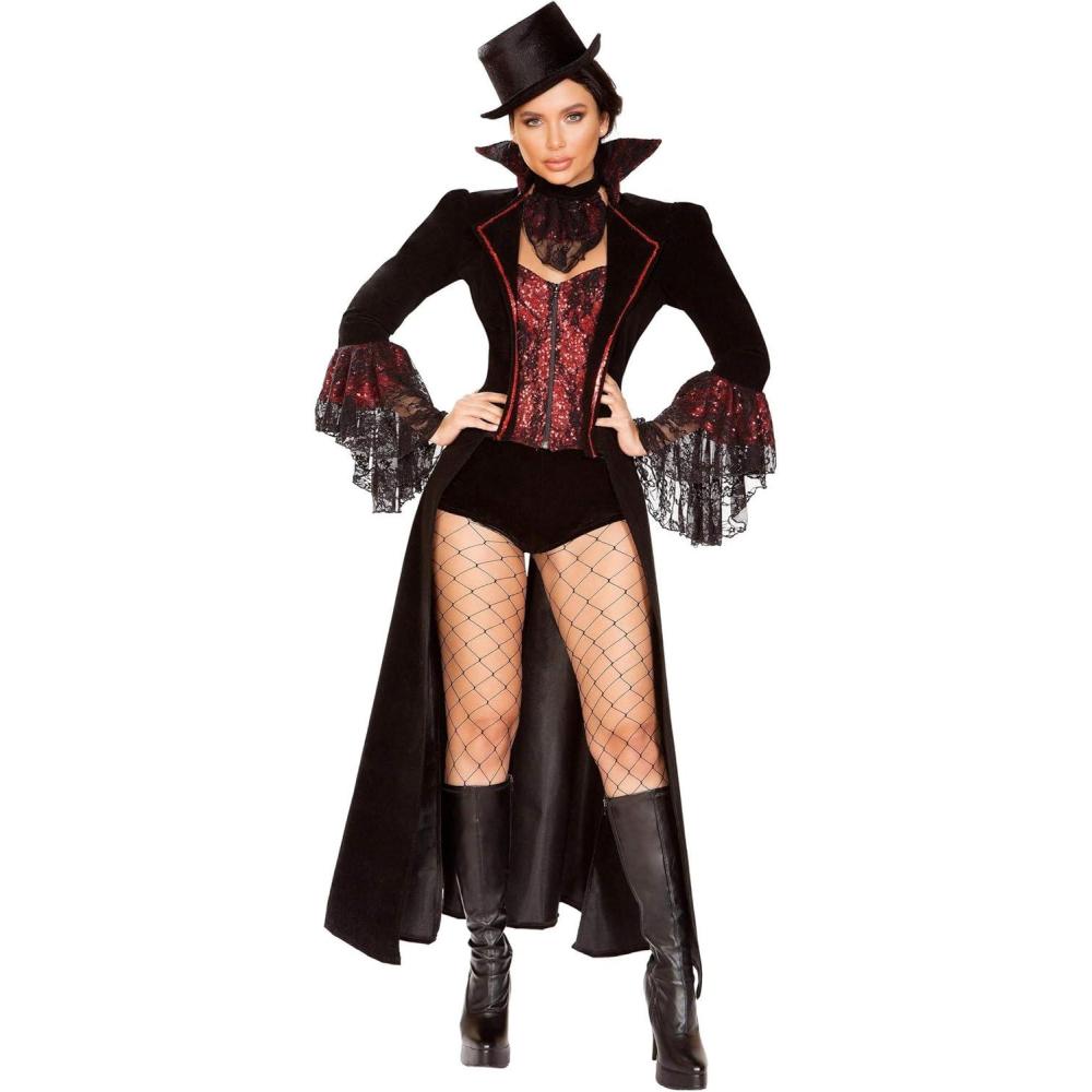 imageRoma Costume The Lusty Vampire Blackred Womens Party Costume  4pc Large