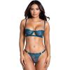 imageYandy Elegant 2 Piece Lingerie Set with Lace Semi Coverage Bra Matching High Waist Sheer ThongBlue