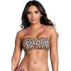 imageYandy Animal Print Bandeau Removable Adjustable Halter Straps Lace Up Back Swimwear TopAnimal Print