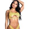imageYandy Animal Print Swimsuit Bikini Top with Open Under Bust Panel Adjustable Straps amp Hook ClosureCoral Neon Snake